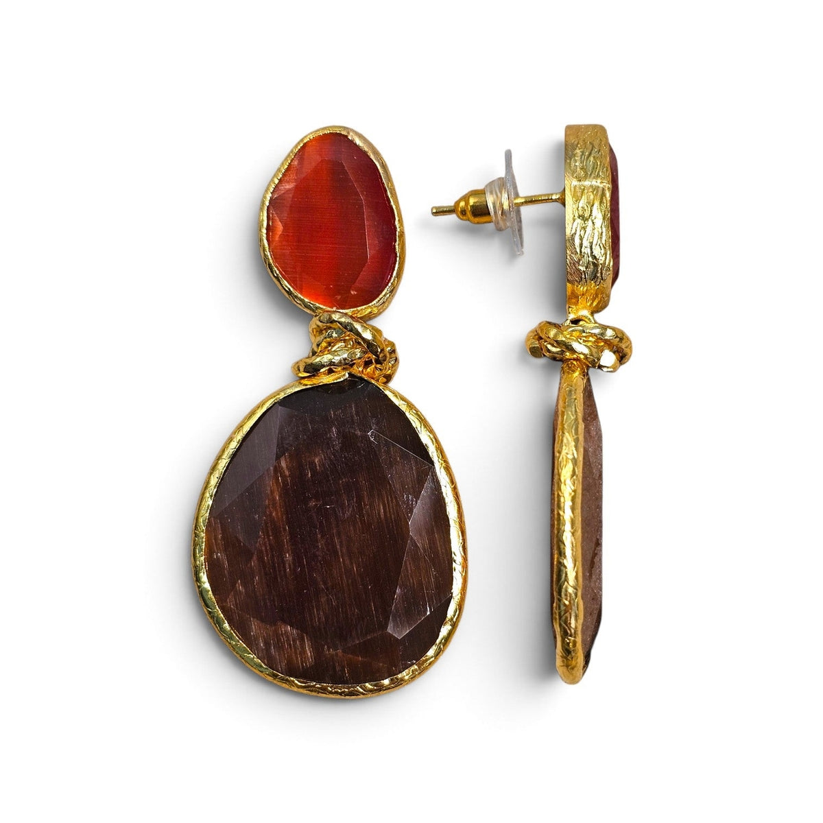 Boucles d’oreilles Twin Glow - brun-rouge