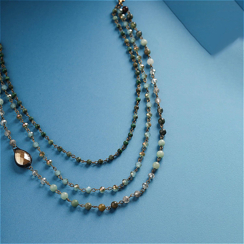 Collier trois rang Fineline - En verre et pierres