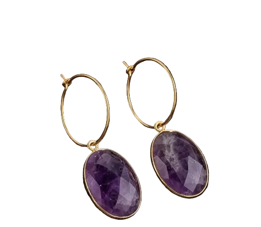 Boucles d’oreilles Alkéo- Véritable Améthyste