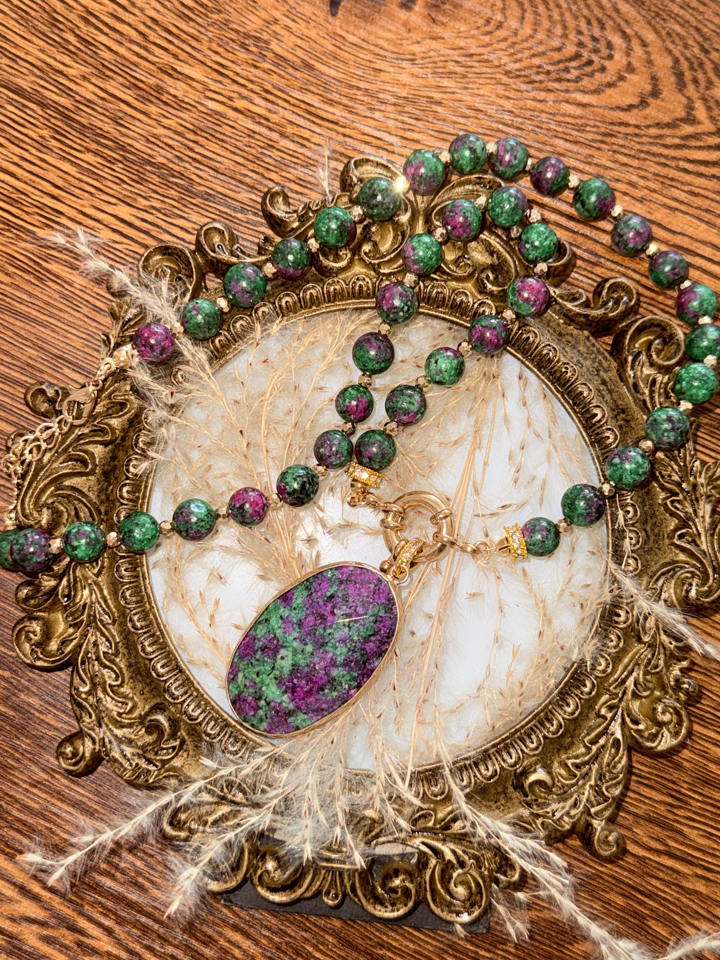 Collier Orina - Véritable pierres naturelles Rubis Zoisite