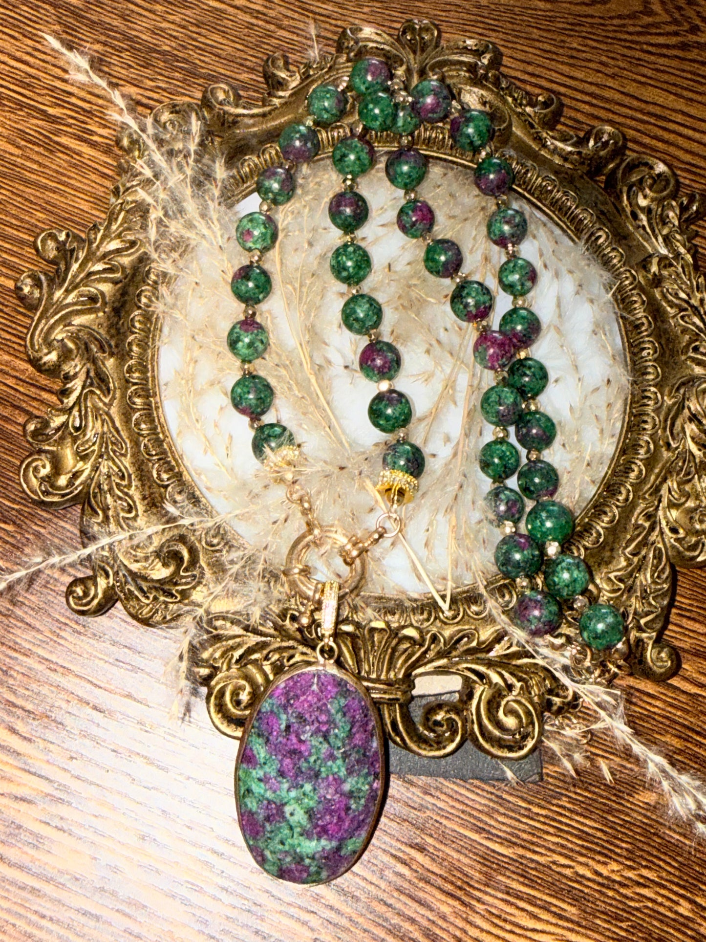 Collier Orina - Véritable pierres naturelles Rubis Zoisite