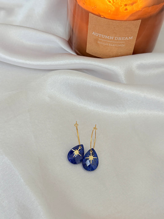 Boucles d'oreilles Creoles Lapis Lazulli