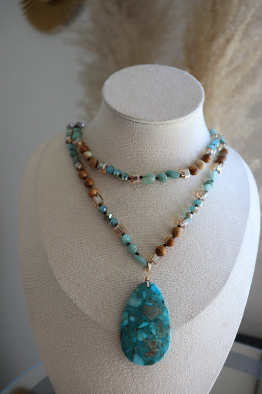 Sautoir Éclat Naturel Amazonite - Turquoise
