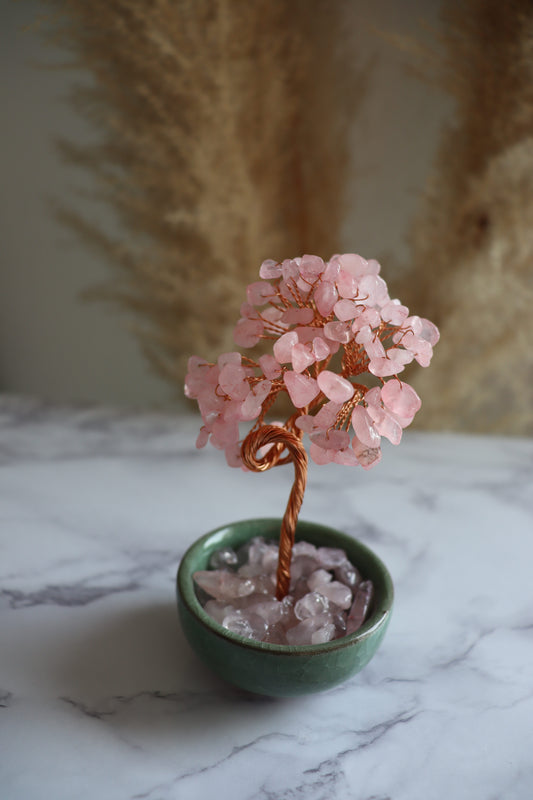 Arbre de Vie en Quartz Rose – Harmonie & Douceur