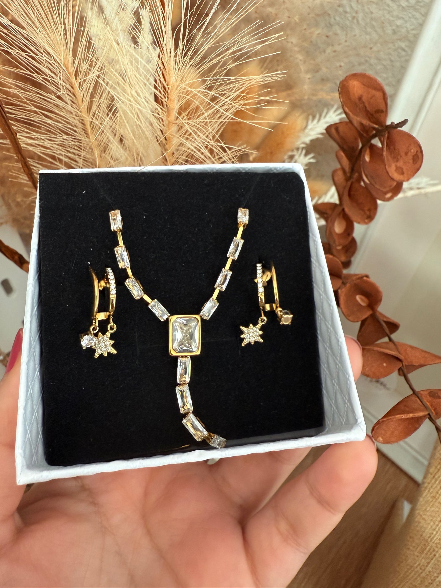Coffret bijoux : Collier Y et boucles d’oreilles