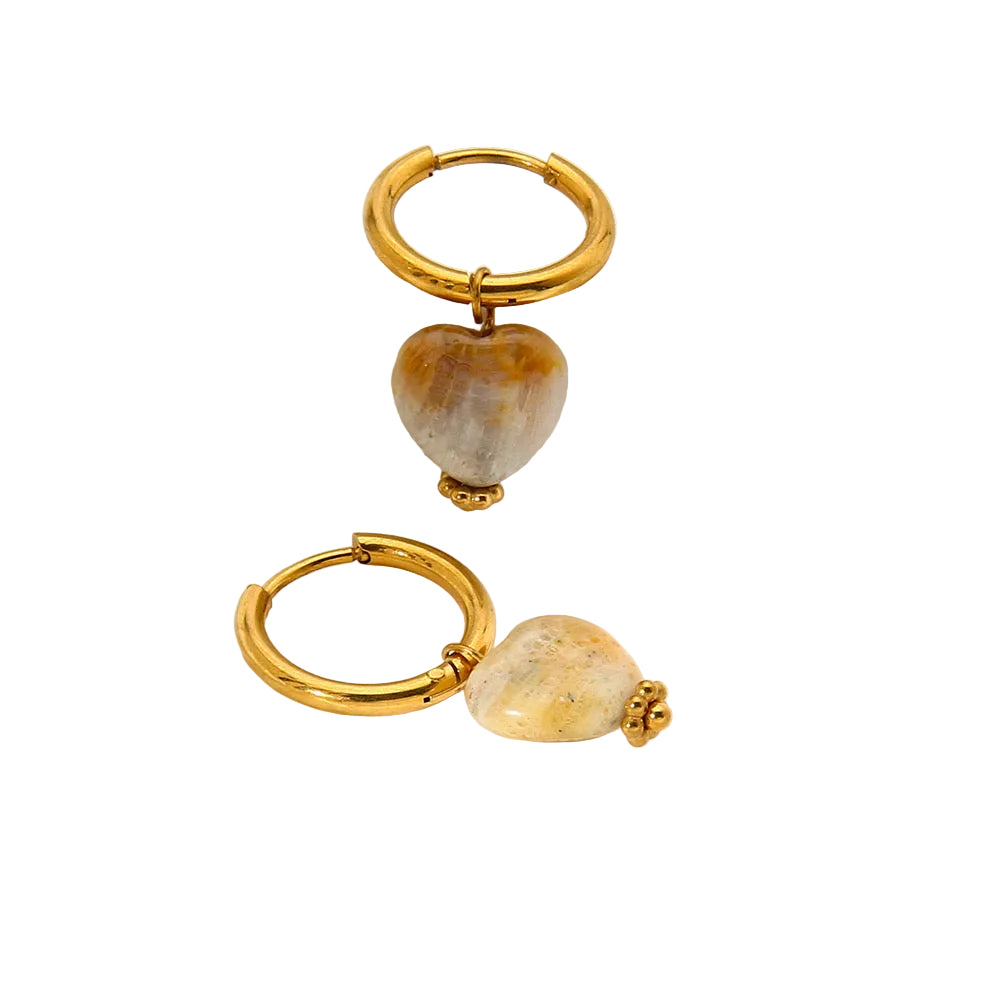 Boucles d’oreilles créoles Agathe miel et jasoe beige