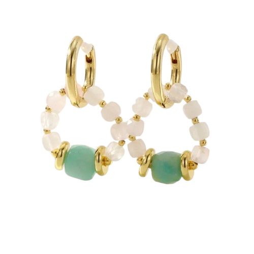 Boucles d’oreilles Eclipse- Amazonite & Pierres de lunes