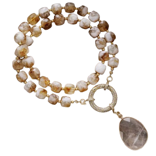 Collier Amaya - Citrine et pendentif en Quartz
