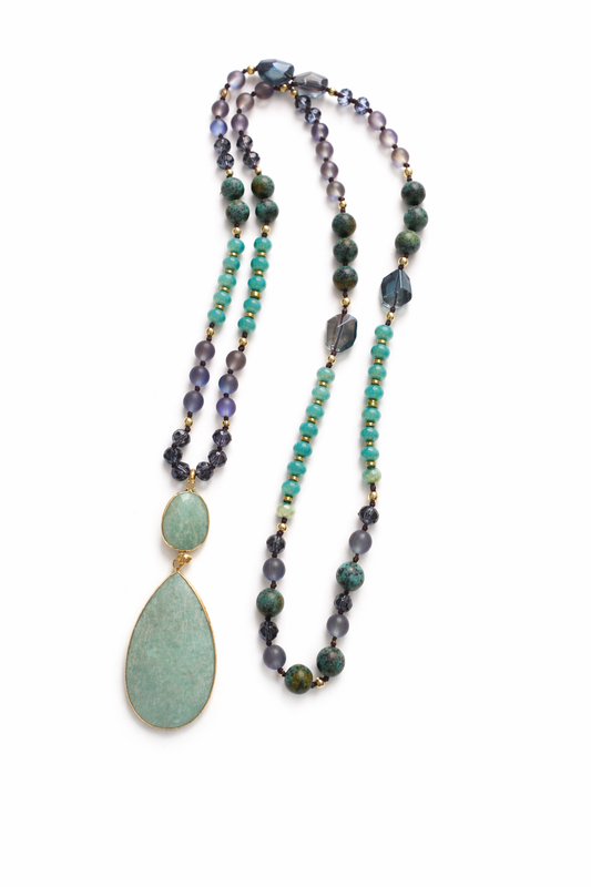 Sautoir Nèbula -Amazonite & Turquoise africaine