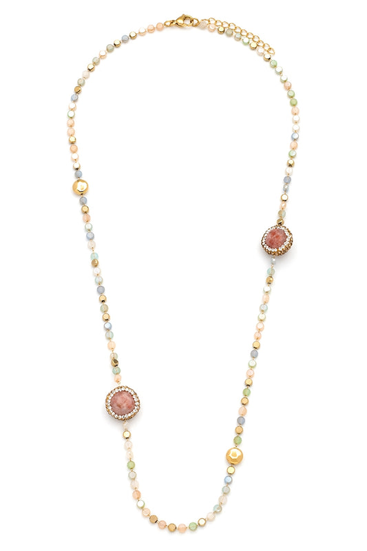 Sautoir Pierre Rose Pastel