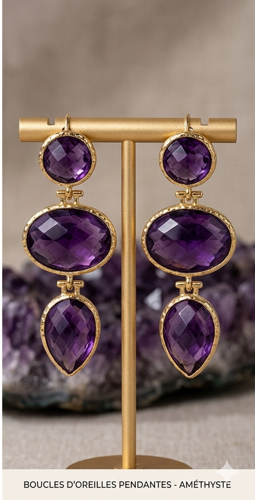 Boucles d’oreilles Dôme - Améthyste