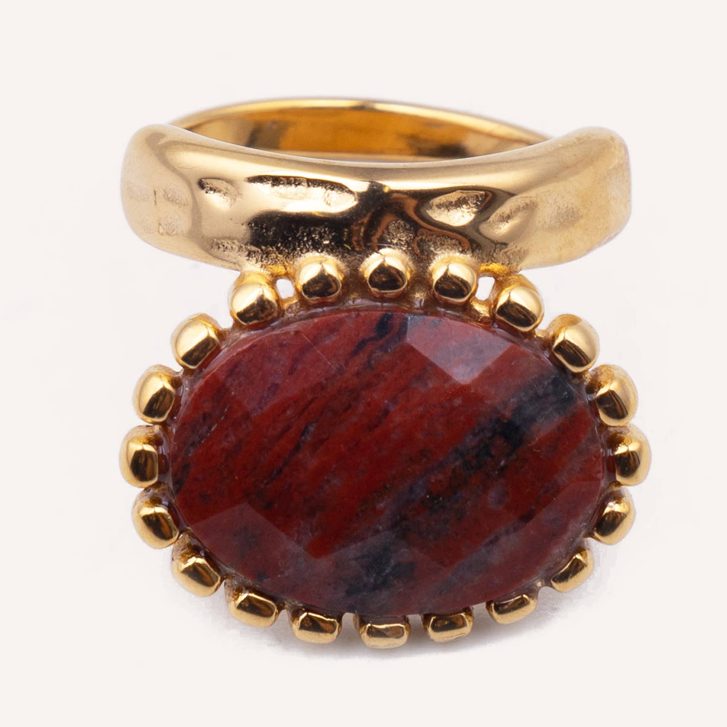 Bague jaspe de sésame rouge