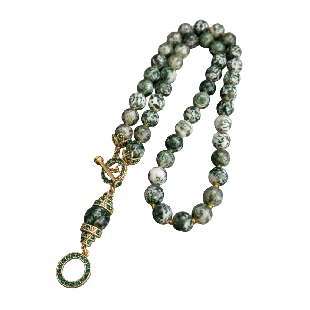 Collier Sautoir "Émeraude Sauvage" – Élégance Baroque et Pierres Naturelles