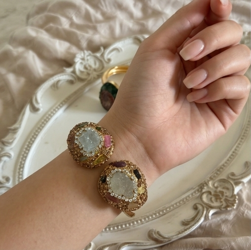 Bracelet Jonc Ouvert - Aigue Marine