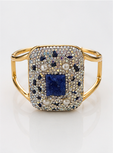 Bracelet Manchette Perles et Pierres - Agathe Bleu