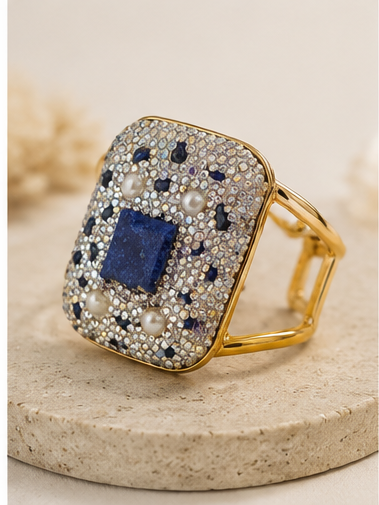 Bracelet Manchette Perles et Pierres - Agathe Bleu