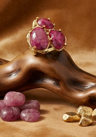 Bague élégance organique - Ruby Rose