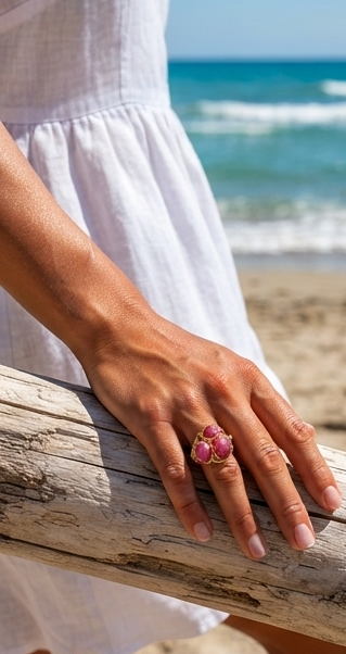Bague élégance organique - Ruby Rose
