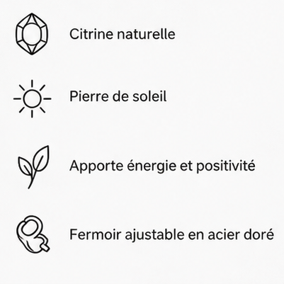 Collier en Citrine & Pendentif Fleur en Pierre de Soleil