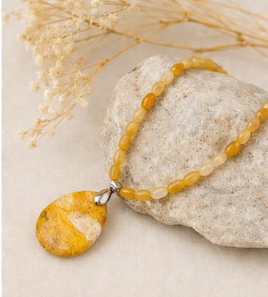 Sautoir Solena - Citrine et gravier d’agate