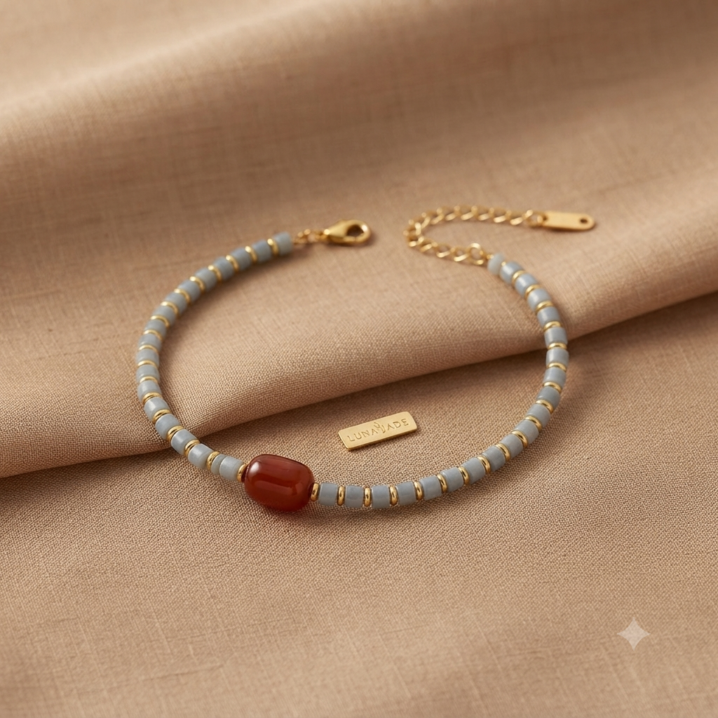 Bracelet Marrakech - Cornaline & Quartz Fumé