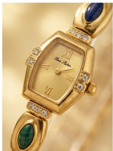 Montre Vintage "Héritage" – Dorée, Pierres Fines & Diamants