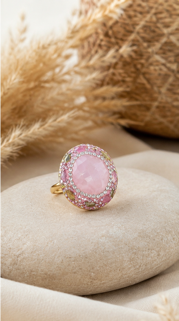 Bague Luna - Quartz Rose