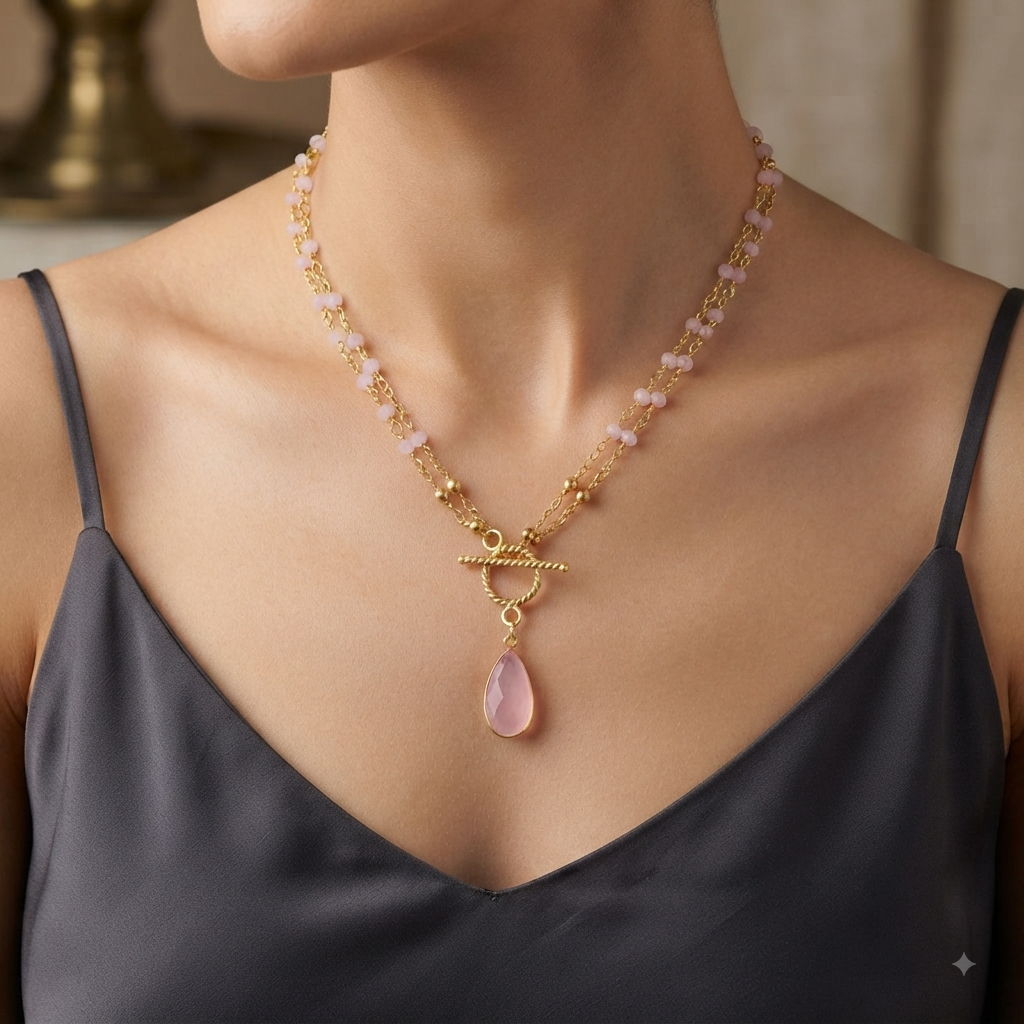 Collier Calcédoine rose