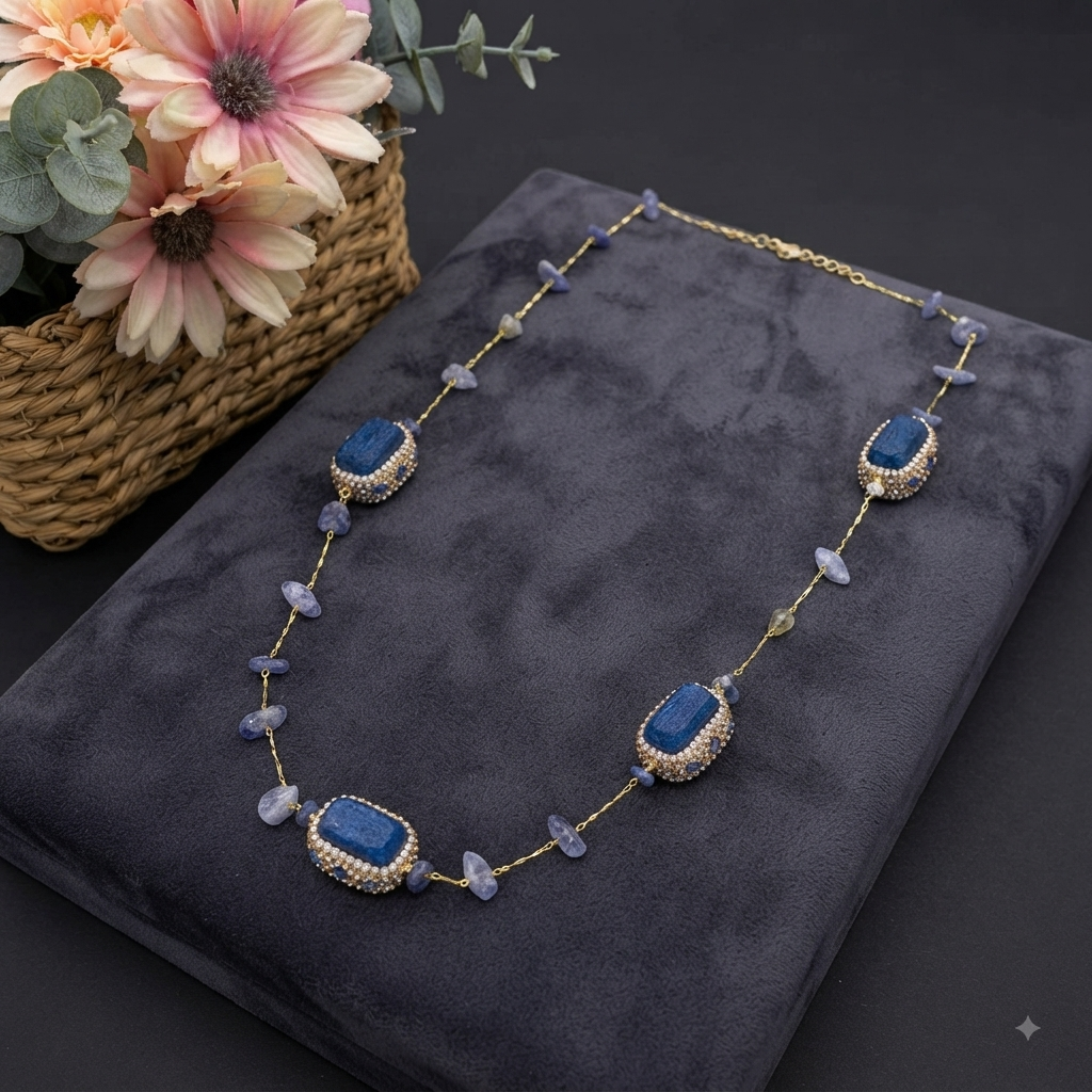 Sautoir Florence - Lapis lazuli et Verre de tchèque