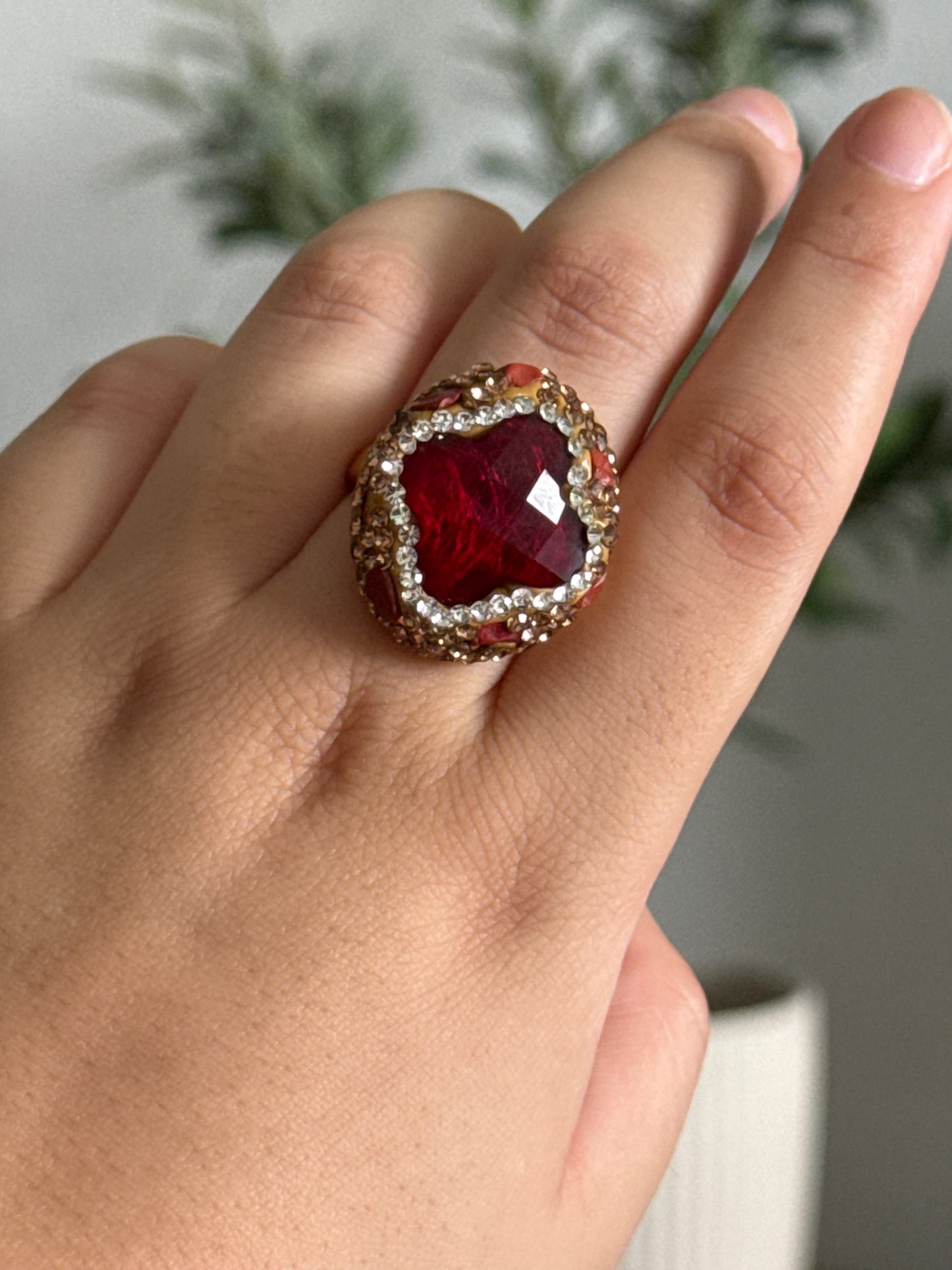 Bague Matilda - Agathe Rouge et Verre de tchèque
