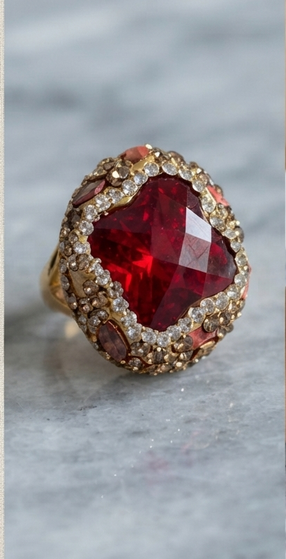 Bague Matilda - Agathe Rouge et Verre de tchèque