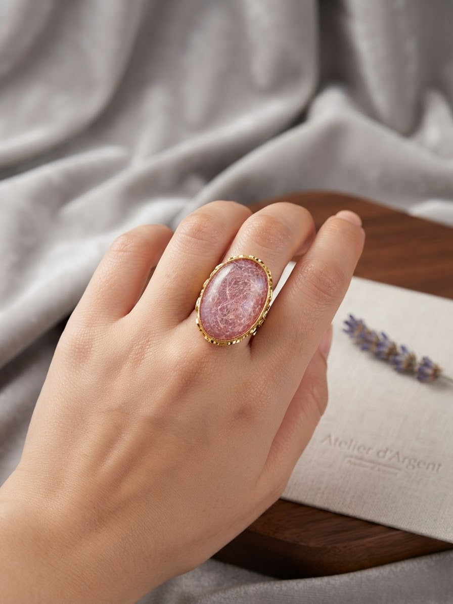 Bague Sophia - Verre de tchéque Rose