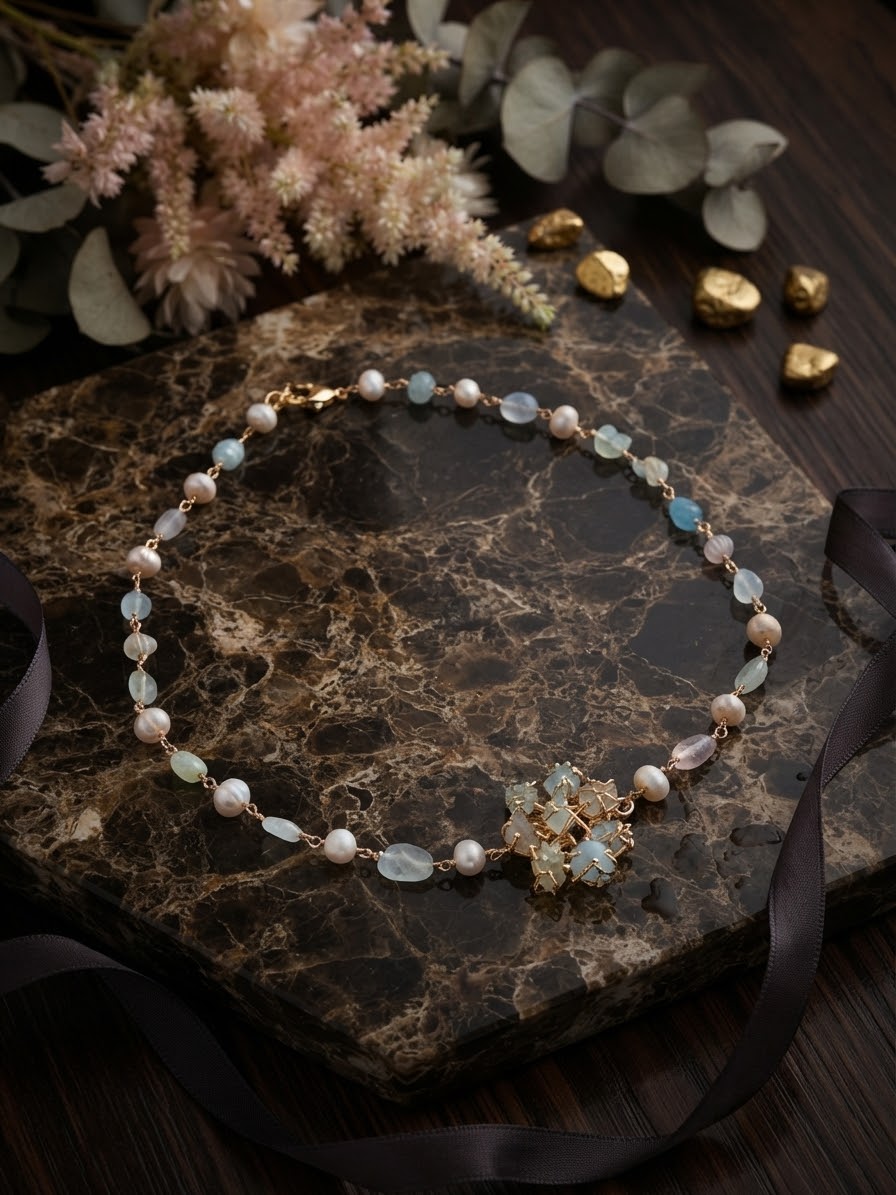 Collier Astrée - Perles d’eau douce et Agathe