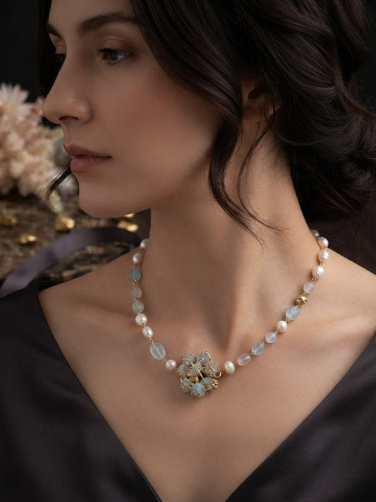 Collier Astrée - Perles d’eau douce et Agathe
