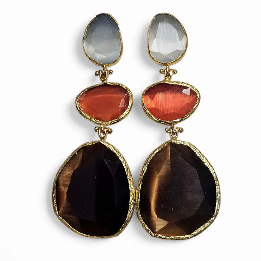 Boucles d'oreilles Glow Line Marron • Rouge • Gris