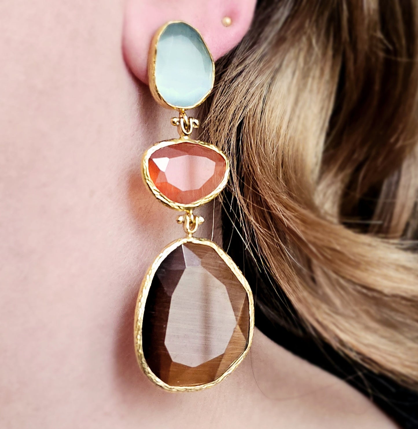Boucle d'oreille Glow Line Marron • Rouge • Gris