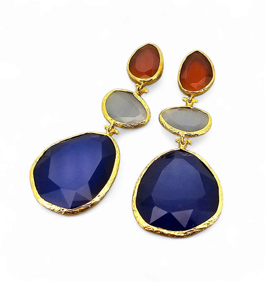 Boucles d'oreilles Glow Line Cobalt • Blanc • Rouge