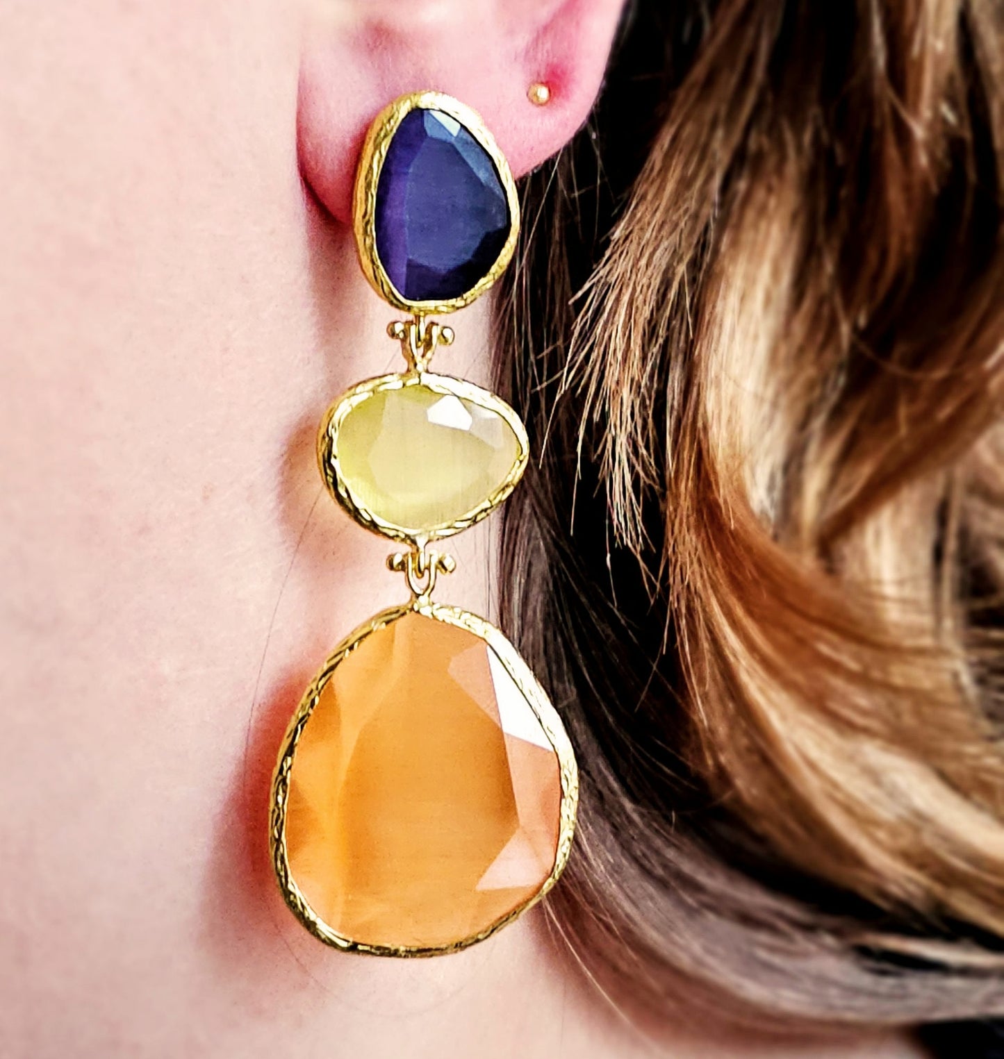 Boucle d'oreille Glow Line Jaune • Jaune clair • Violet